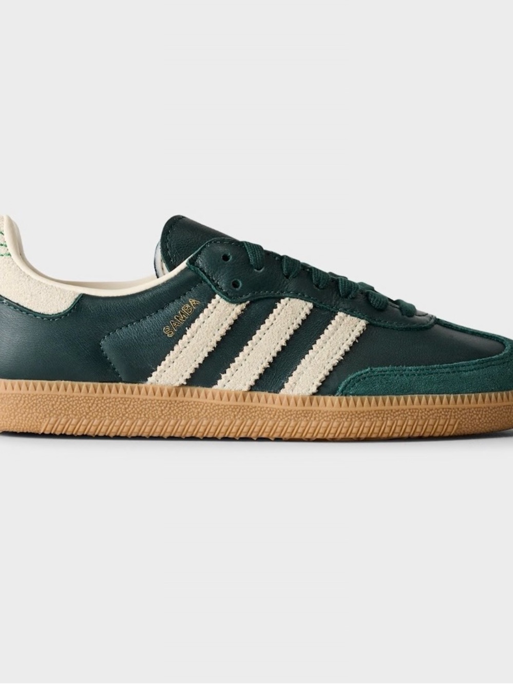 adidas Samba Sneakers in Dark Green, Cream & Gum
